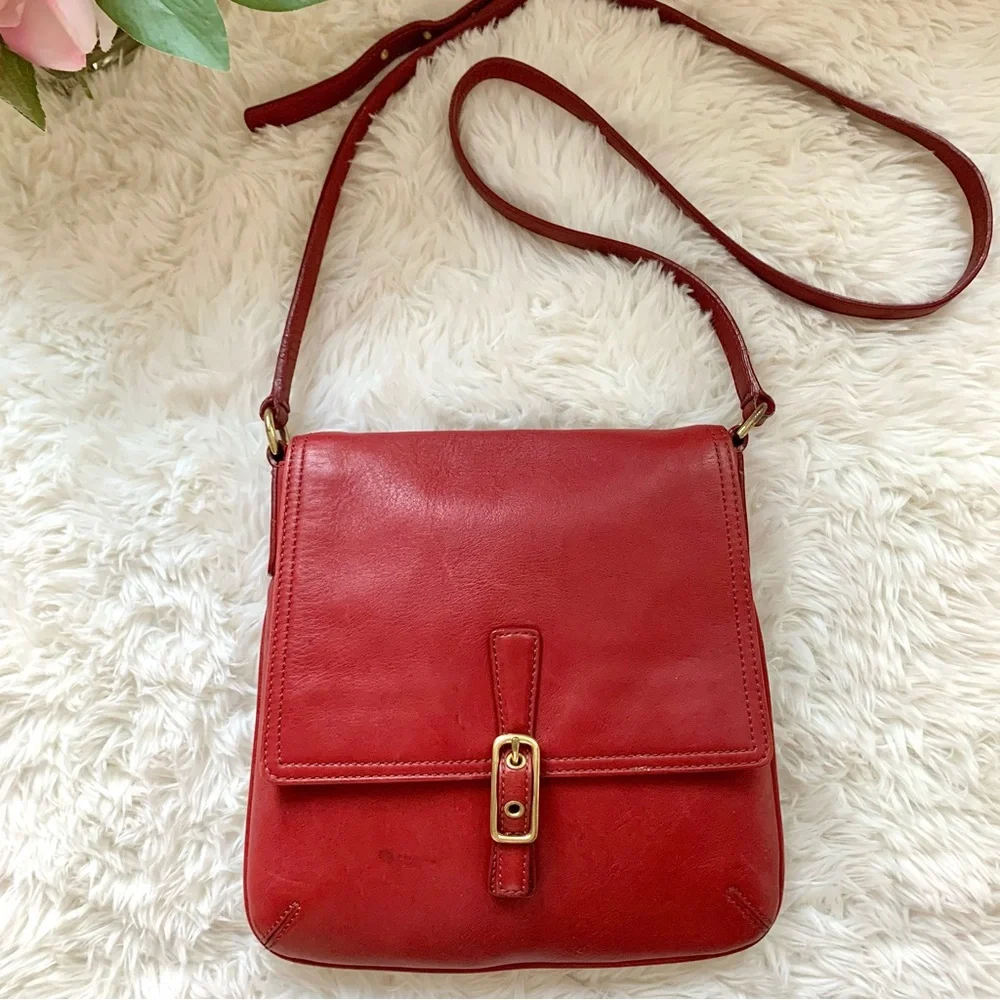 『美品』■COACH■ショルダーバッグ/レッド9592 COACH コーチ レザーショルダーバッグ 斜めがけ クロスボディ 9592